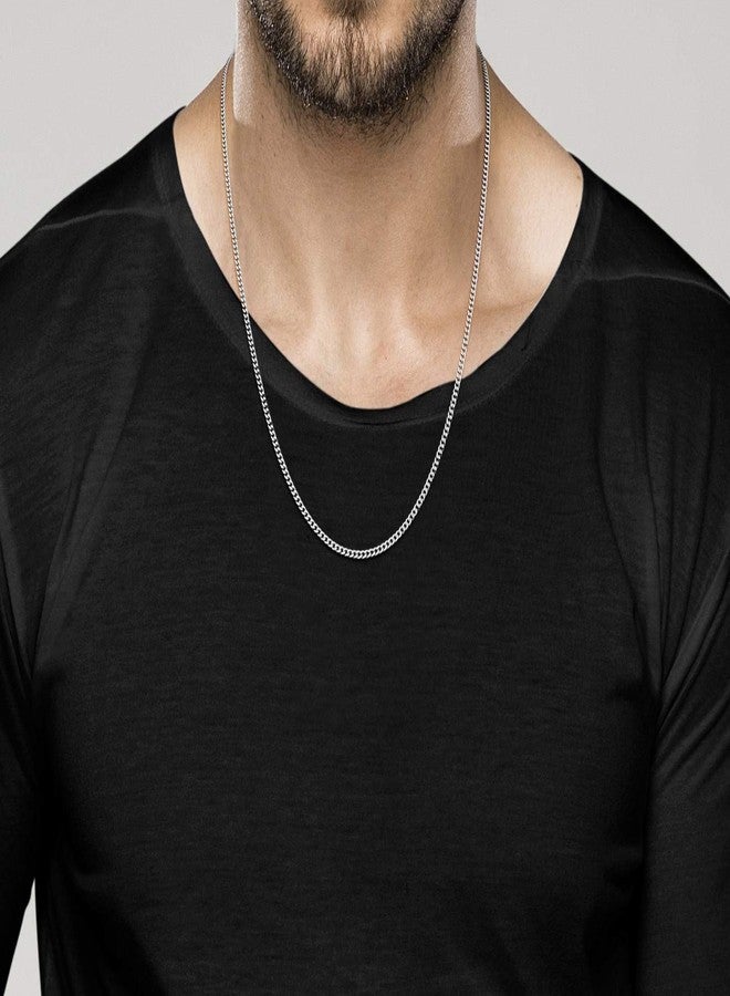 Miabella Italian 925 Sterling Silver, 18K Gold Plated 925 Sterling Silver 2.3mm Curb Cuban Link Chain Necklace Made in Italy (sterling silver, Length 22 Inches) - Image 4